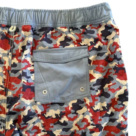 Johnnie-O Hidden Camo Swim Trunks XL Mesh Lined Red White Blue - Picture 5 of 10